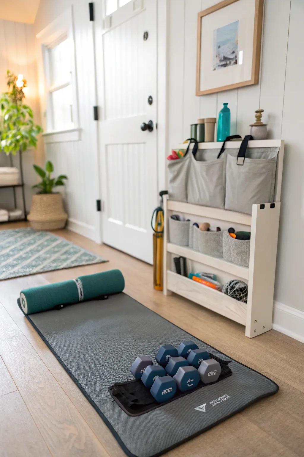 Yoga mats with storage maintain order in your space and make it ready for practice.