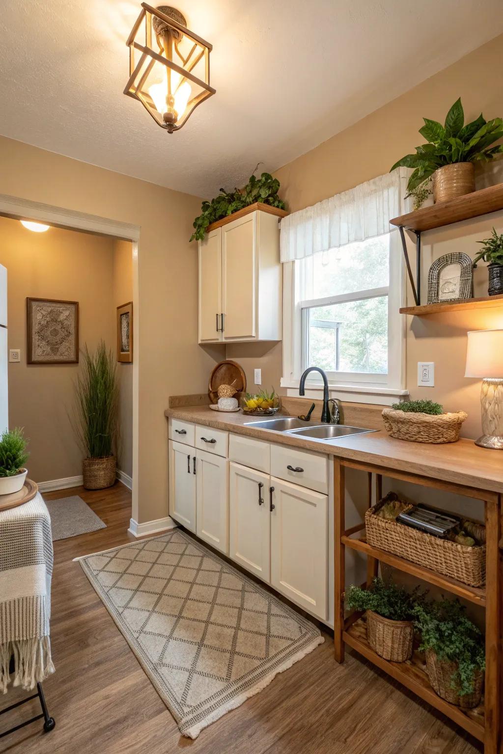 Warm neutrals evoke a timeless and welcoming ambiance.