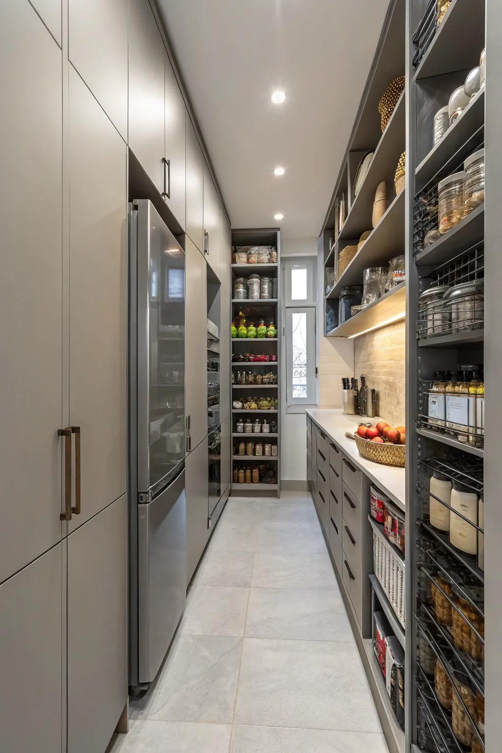 Vertical storage maximizes space in this small kitchen.