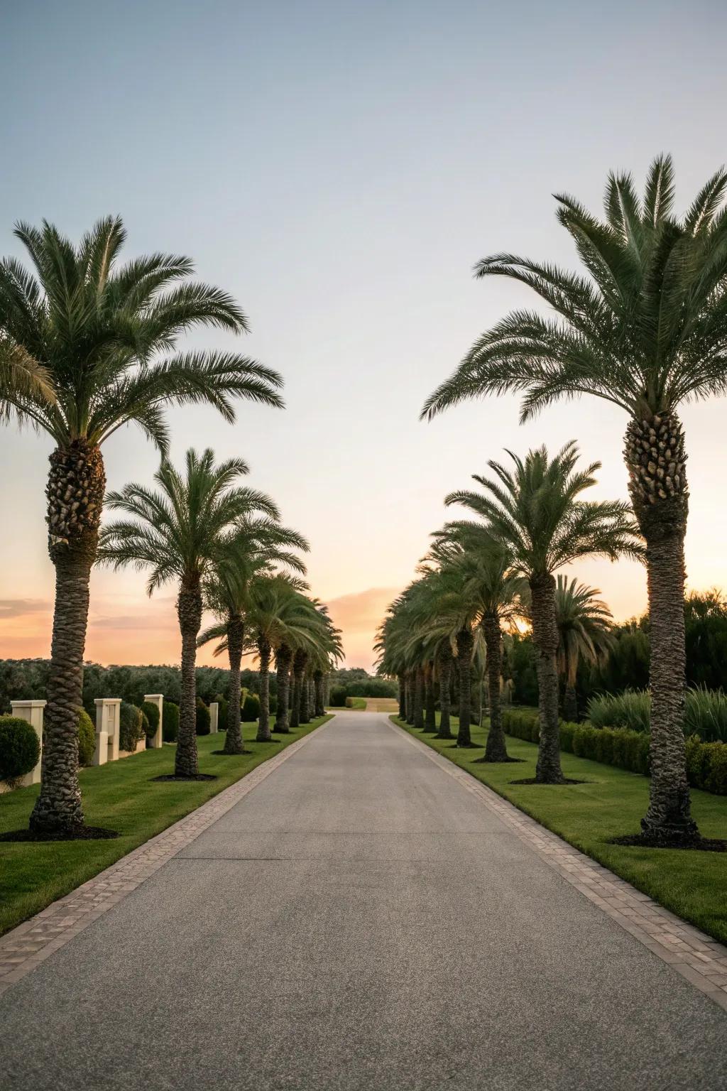 Symmetrical palm positioning creates a balanced and attractive entrance.