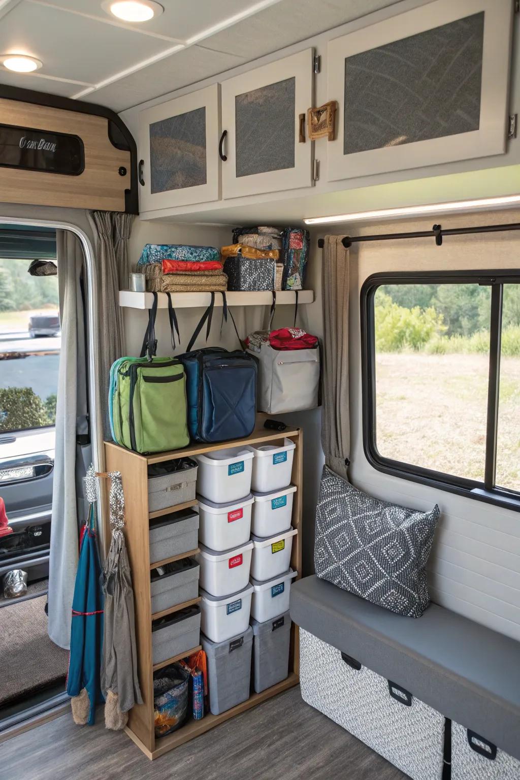 Smart storage helps keep your RV tidy and clutter-free.