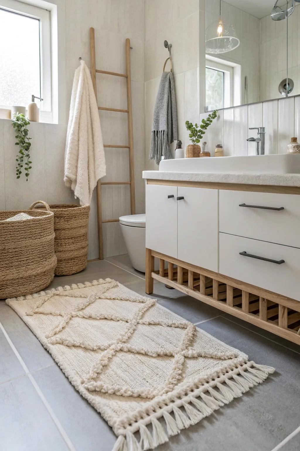 Textured decorations introduce depth without cluttering the space.