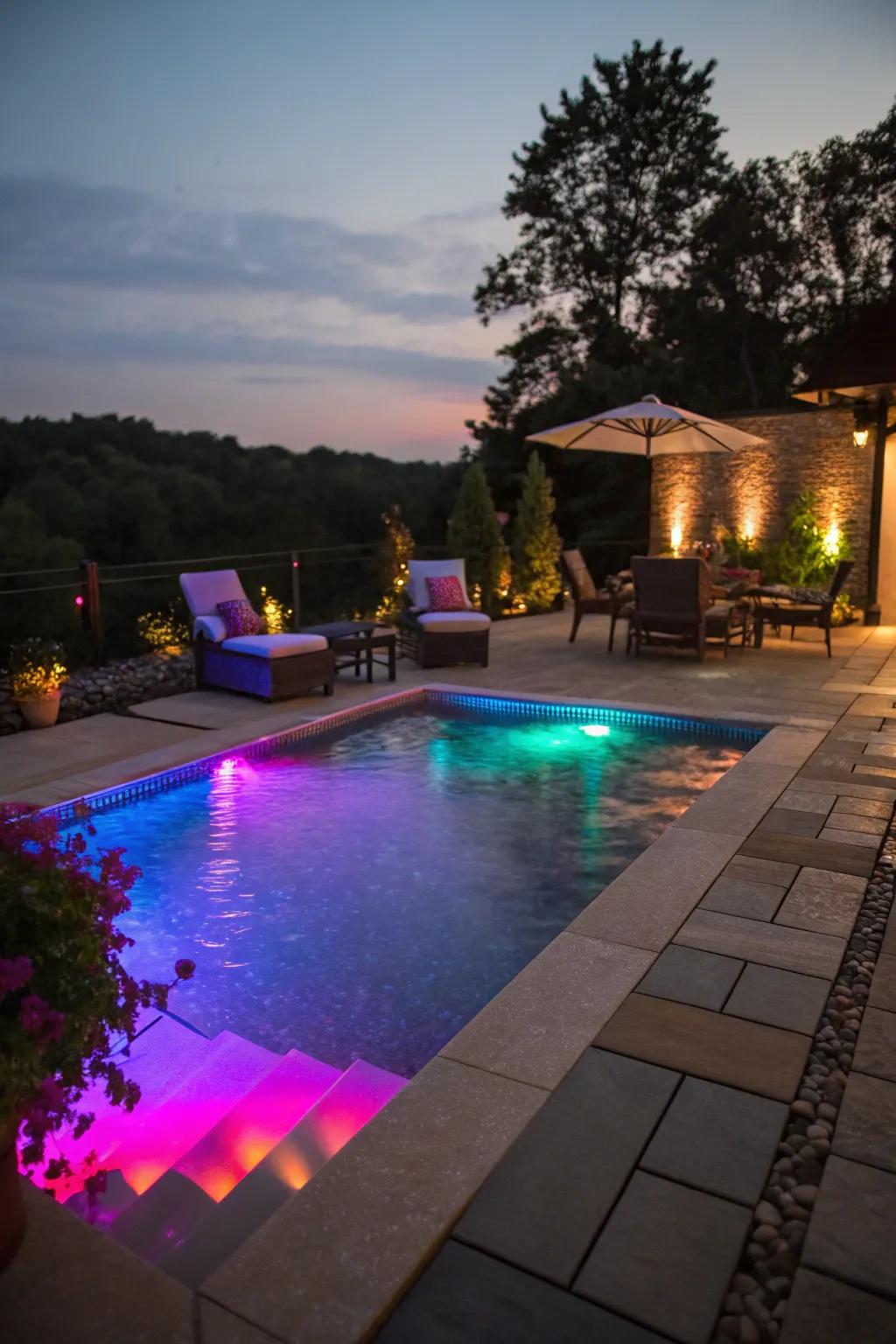Submerged glow lighting creates a magical setting.