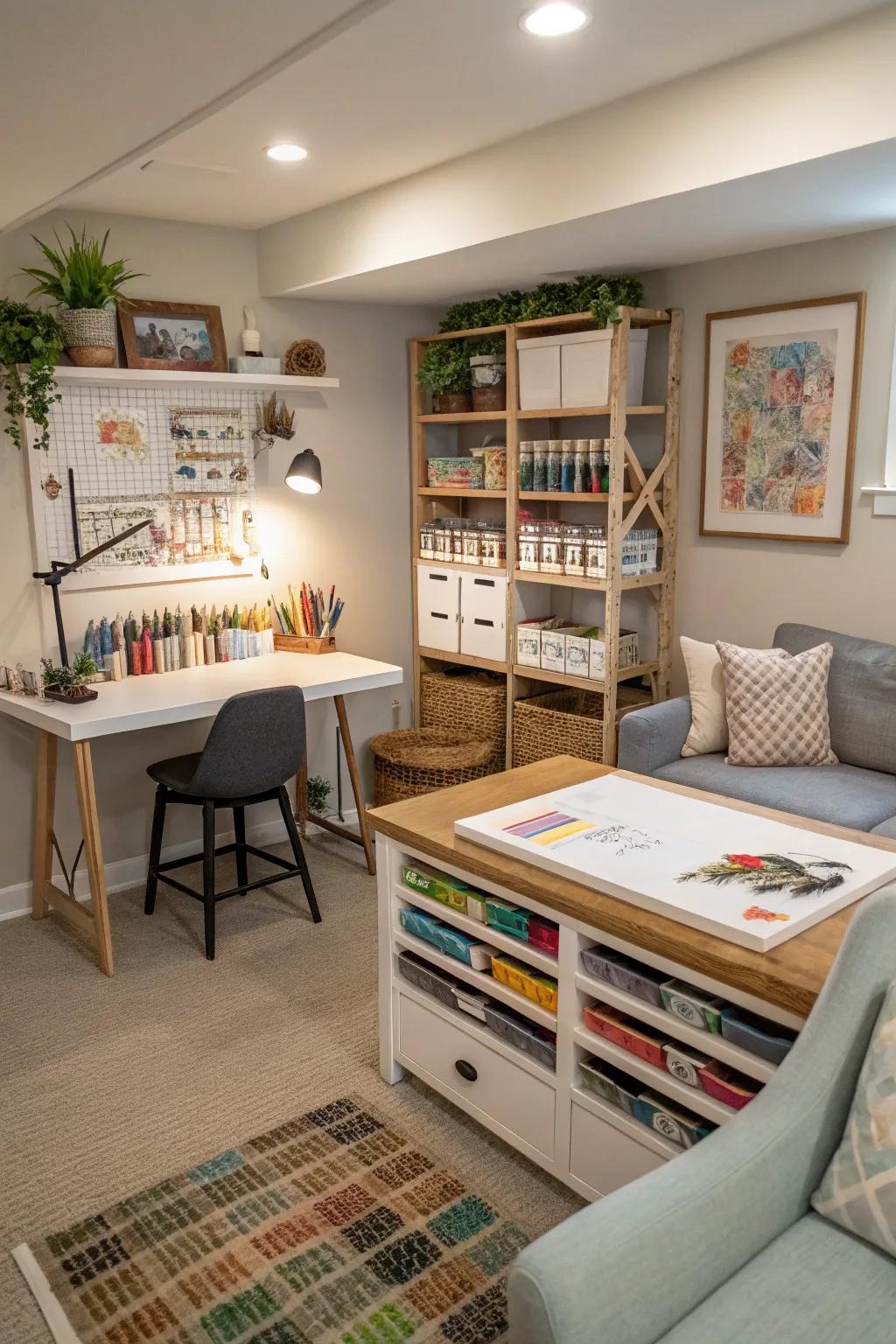 Let your creativity shine in a dedicated craft and hobby area.