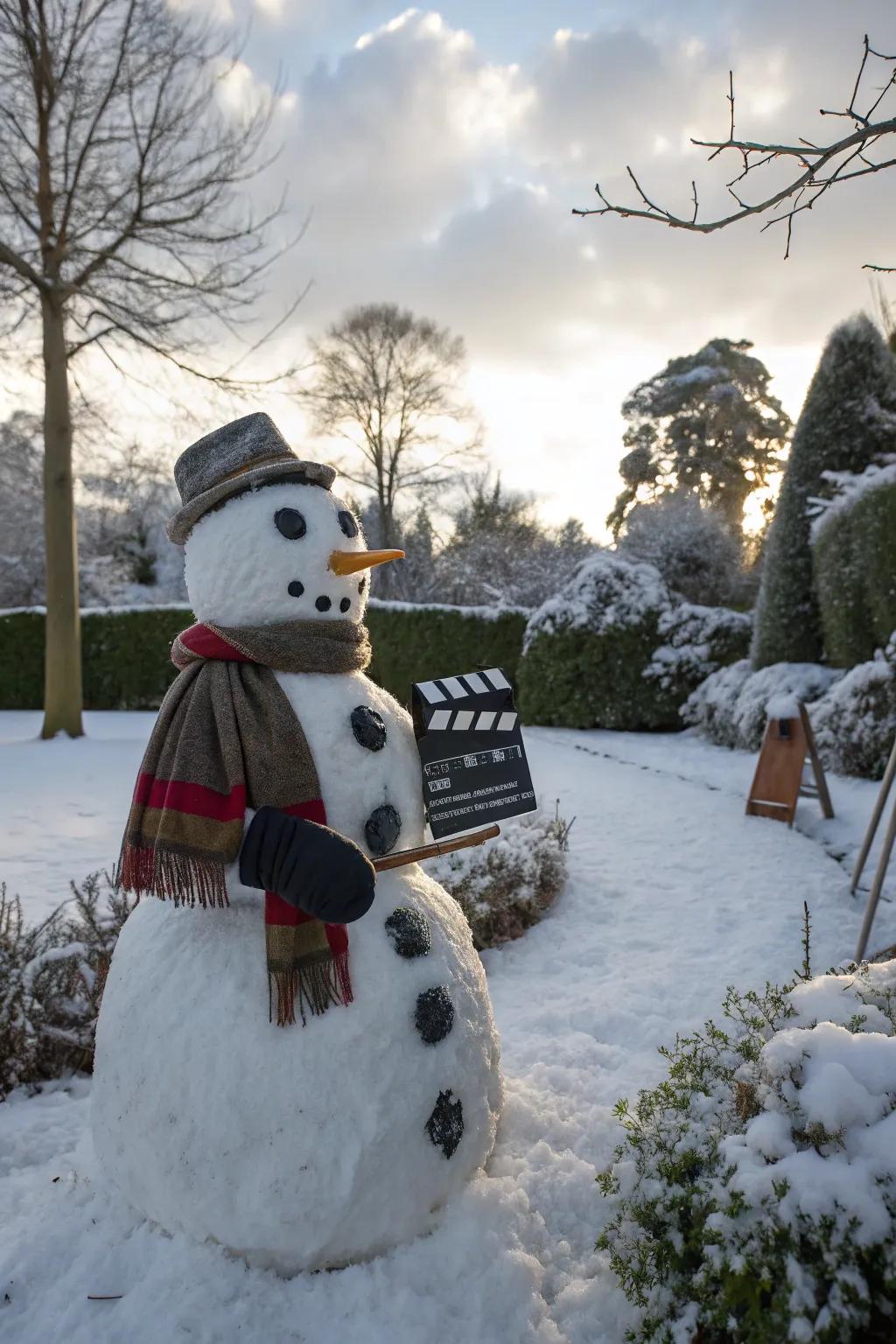 A themed snowman bringing cinematic magic to the garden.