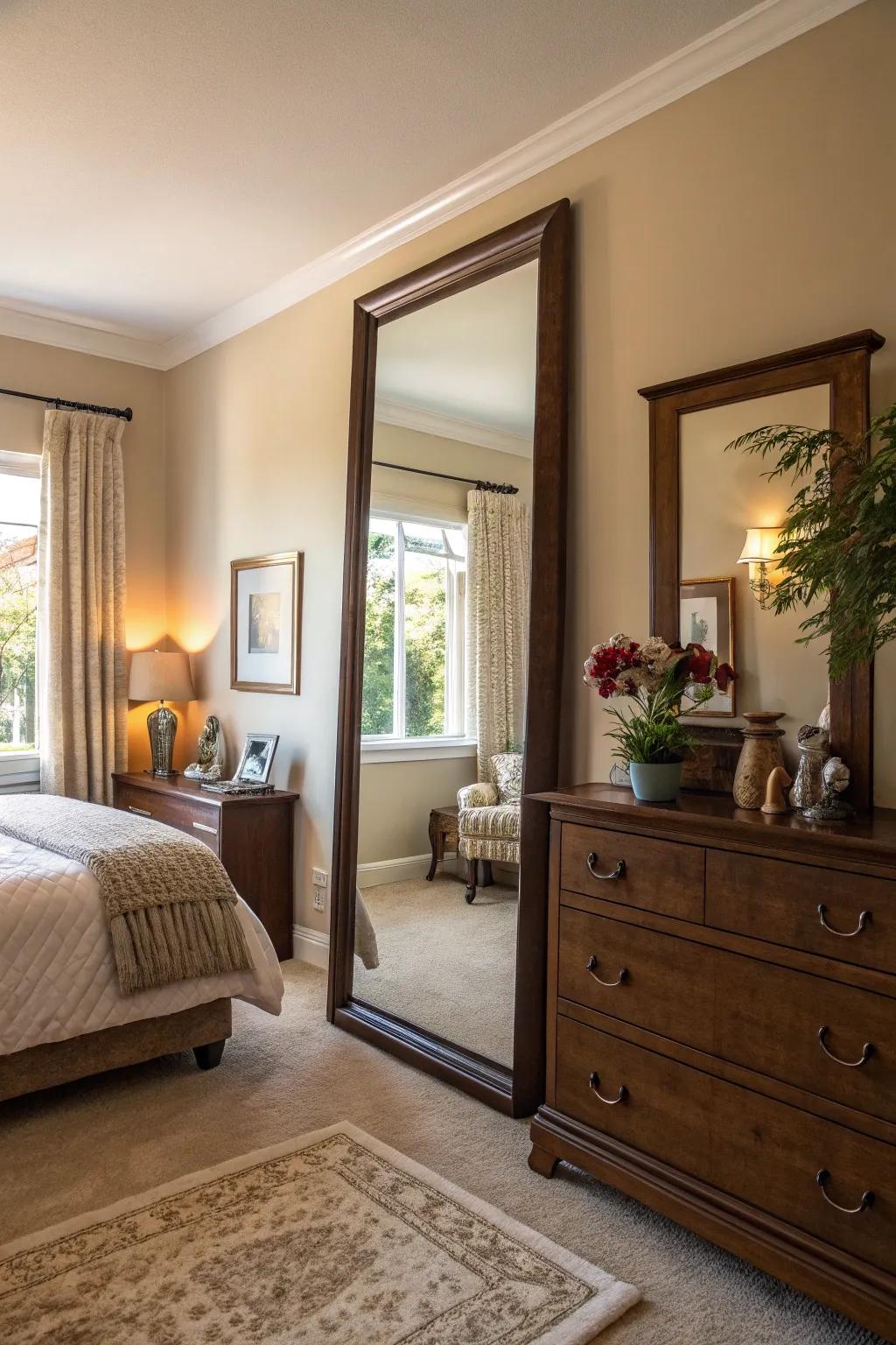 Mirrors can enhance illumination and spaciousness within your bedroom.
