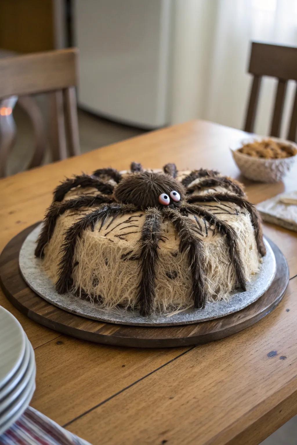 A shaggy arachnid cake that verges on reality.
