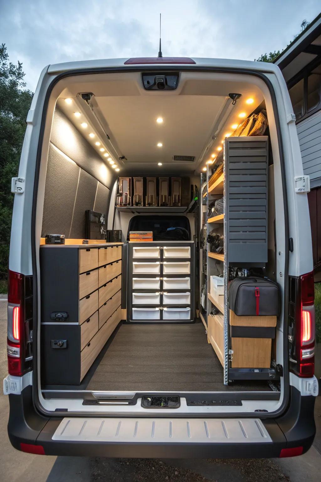 Creative storage keeps everything organized.