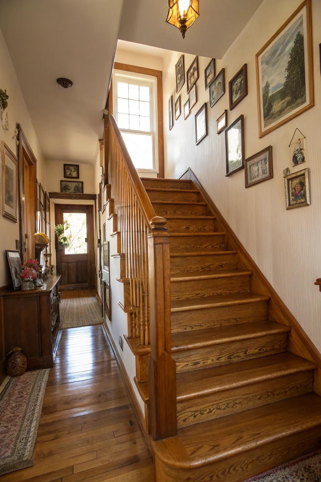 Warm wooden elements craft an inviting atmosphere inside this home.