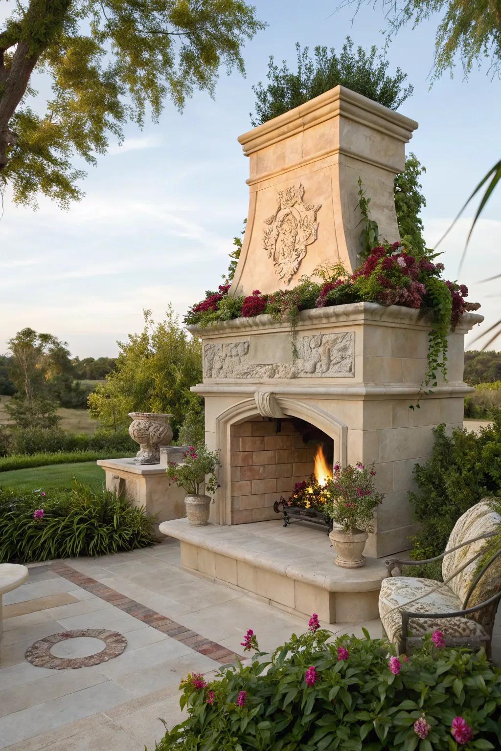 Refined marble for a tranquil outdoor retreat.