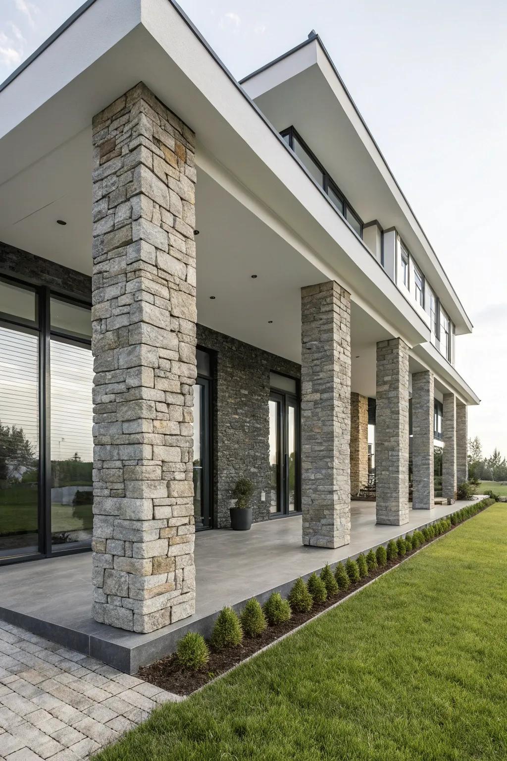 Make a bold architectural statement with rock columns.