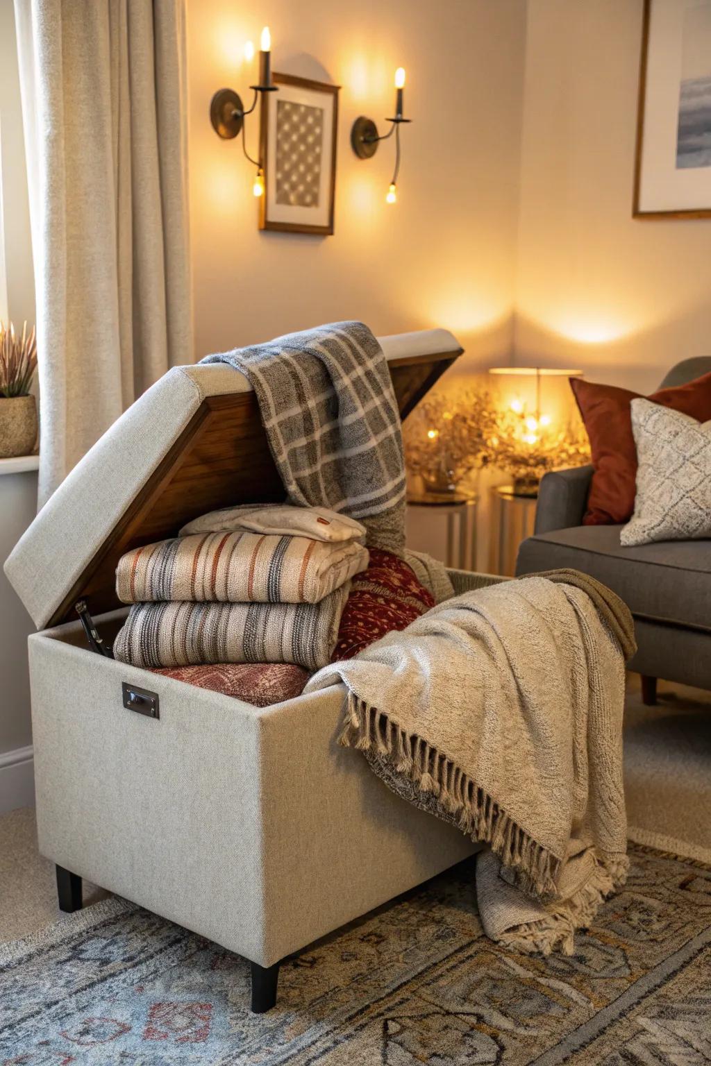 Stylish furniture with integrated storage.