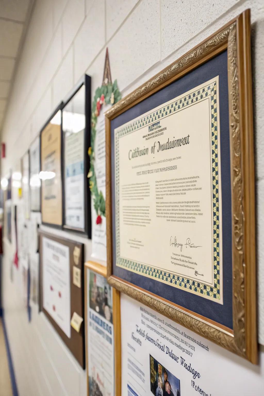 A personalized award proudly displayed.