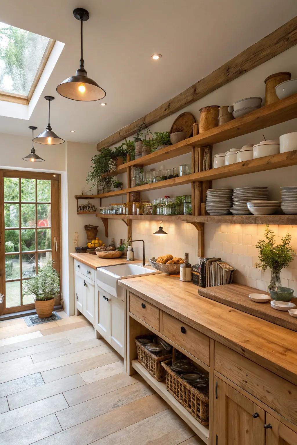 Wooden accents add warmth and natural beauty to any kitchen.