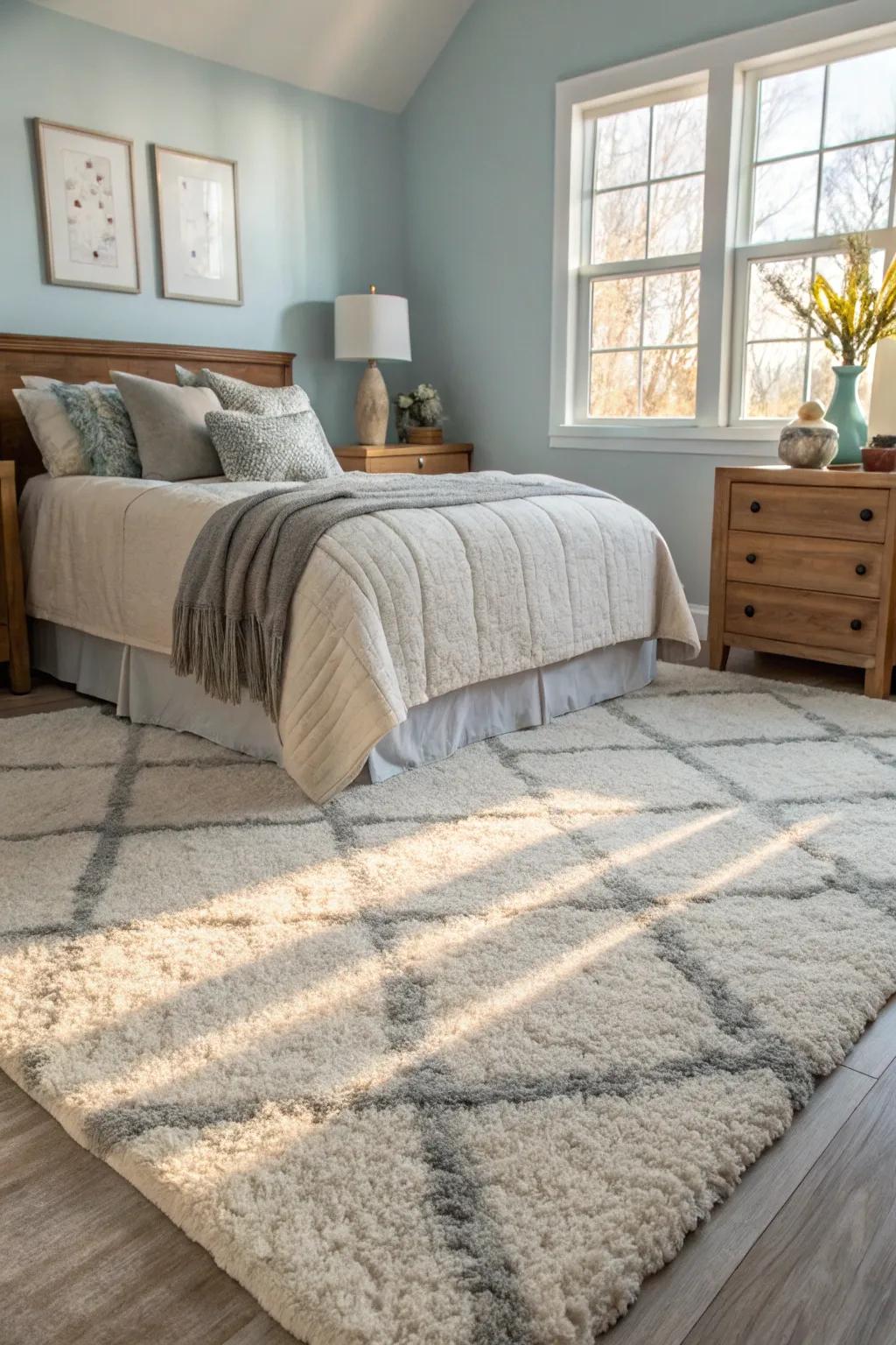 Enhance your floor space with a welcoming rug.