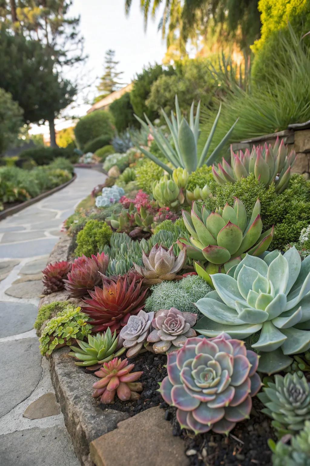 An engaging fusion of succulents exhibiting vibrant colors and textures.
