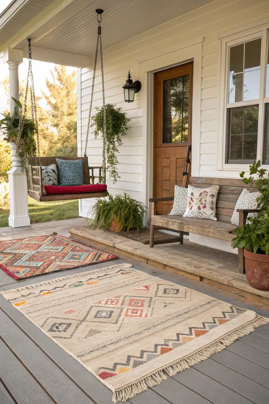 Superimposed mats generate an inviting and fashionable entry.