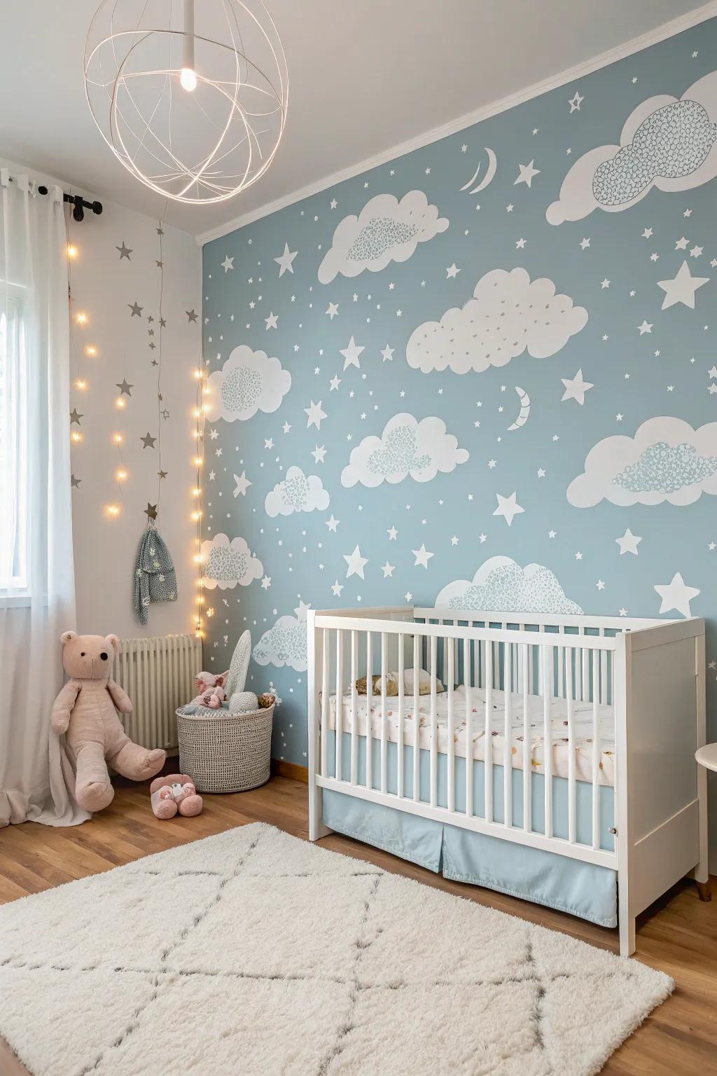 Brighten your space with sky-inspired wallpaper.
