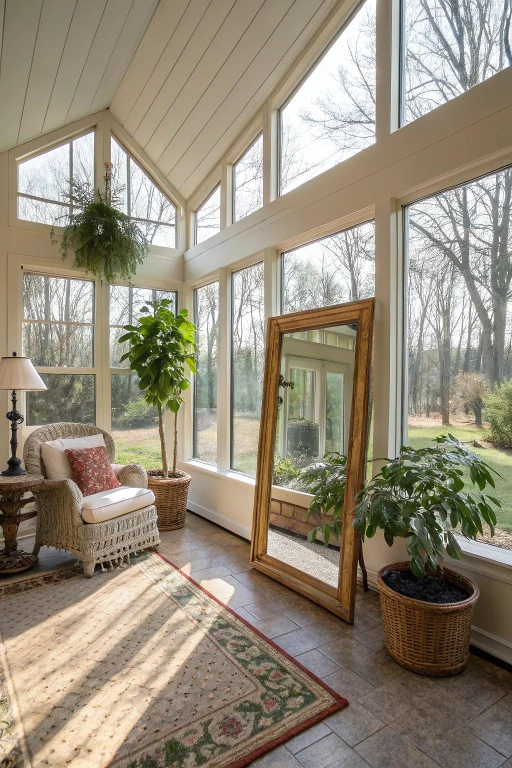 Reflectors enhance light and create a spacious feel.
