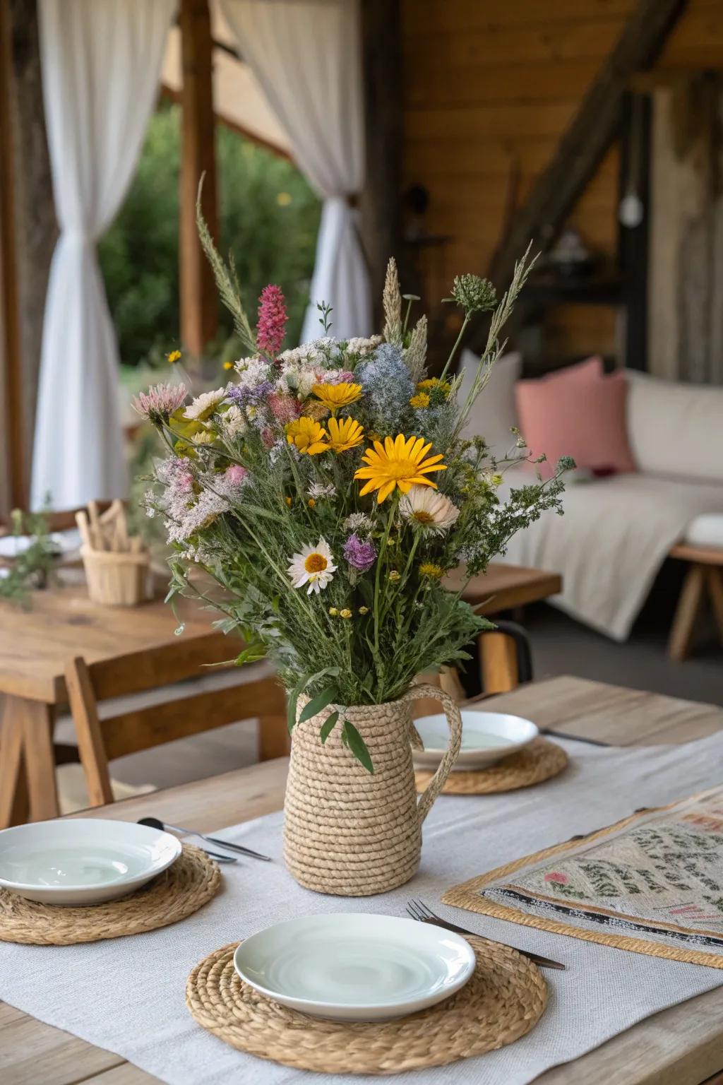 A wildflower arrangement that brings a touch of the meadow to your table.