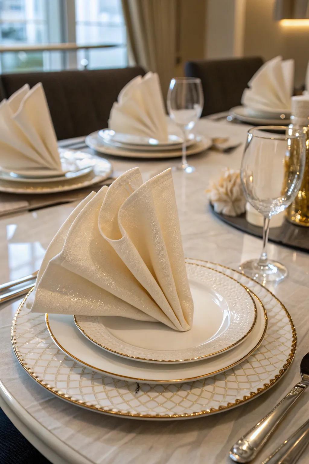 Elegant napkin folds for a sophisticated touch.