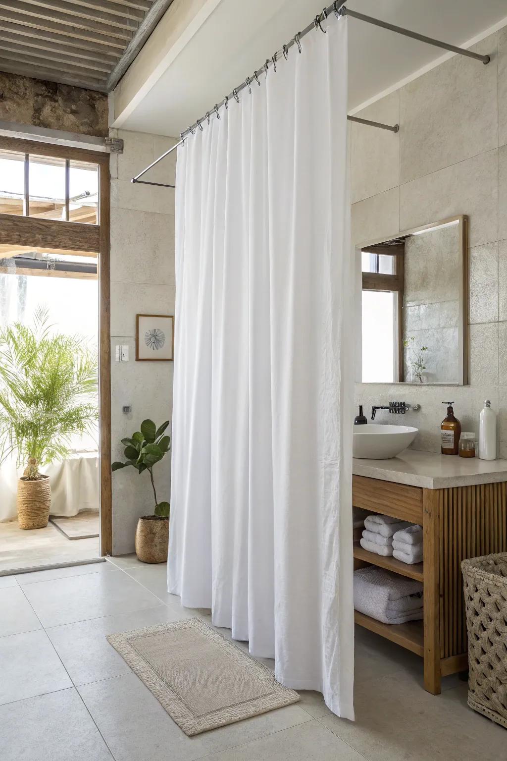 Embrace simplicity with a minimalist shower curtain for a streamlined appearance.