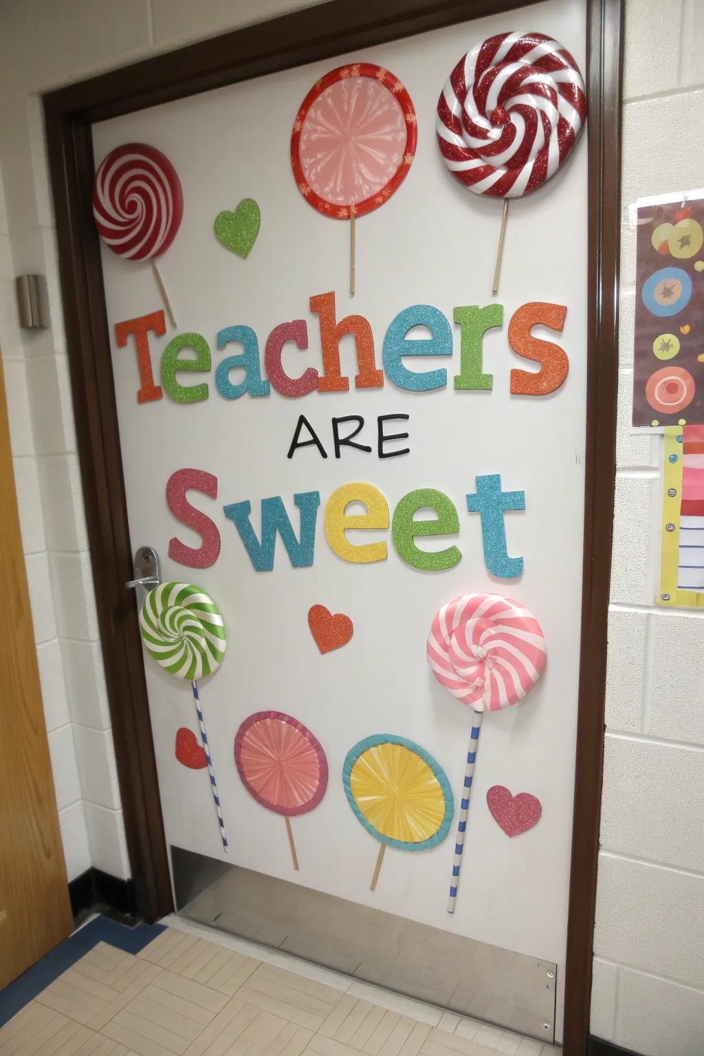 Sweeten the day with a candy-themed appreciation door.