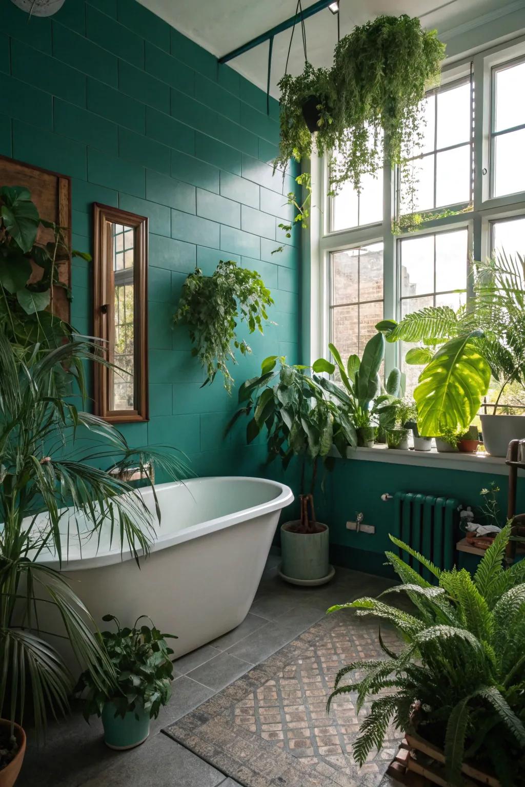 Bring nature inside by using seafoam and greenery.
