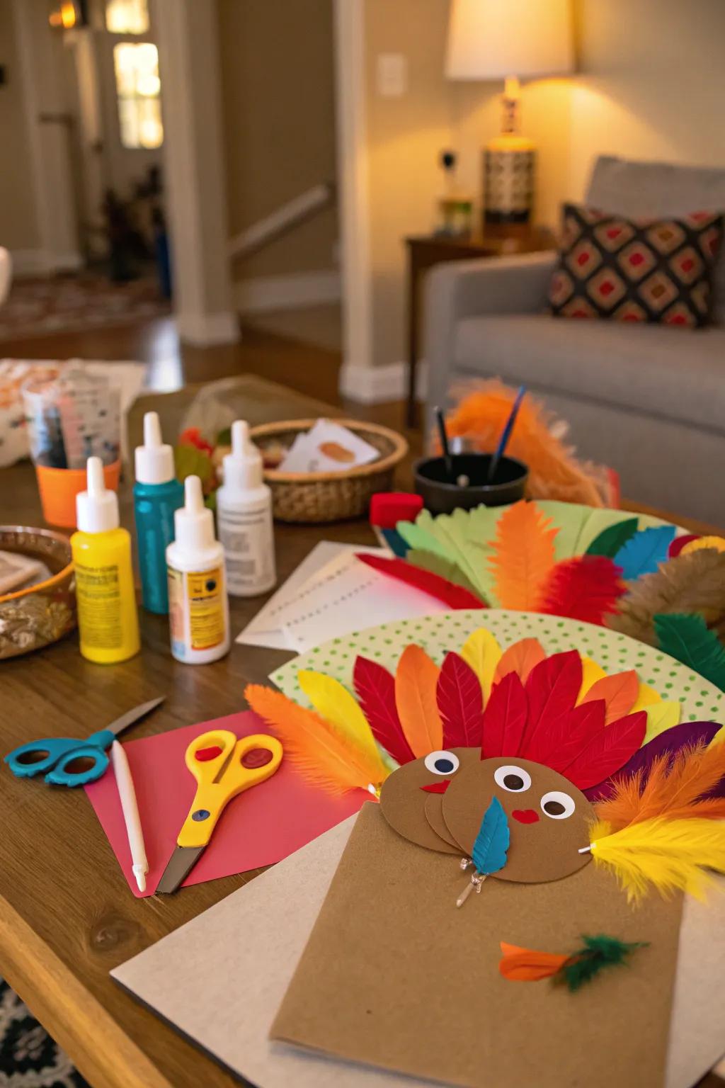 Thanksgiving artisanal projects underway, poised to adorn the abode with celebratory jubilation.