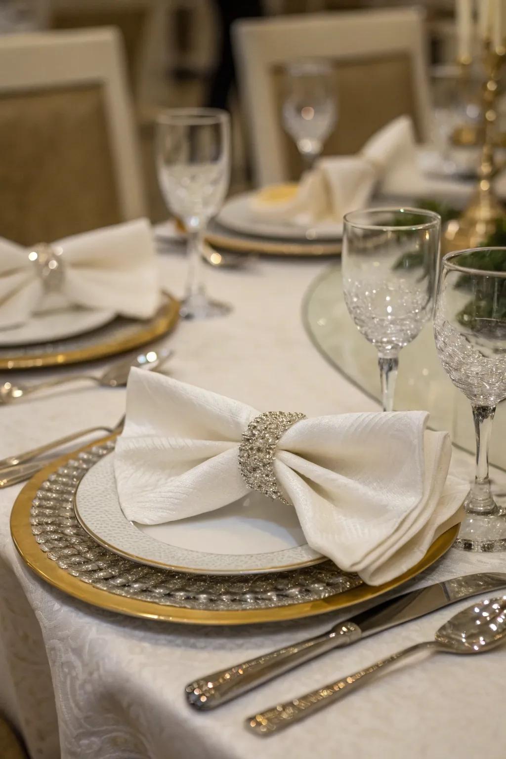 Bow tie napkins infuse your Thanksgiving setting with sophistication.