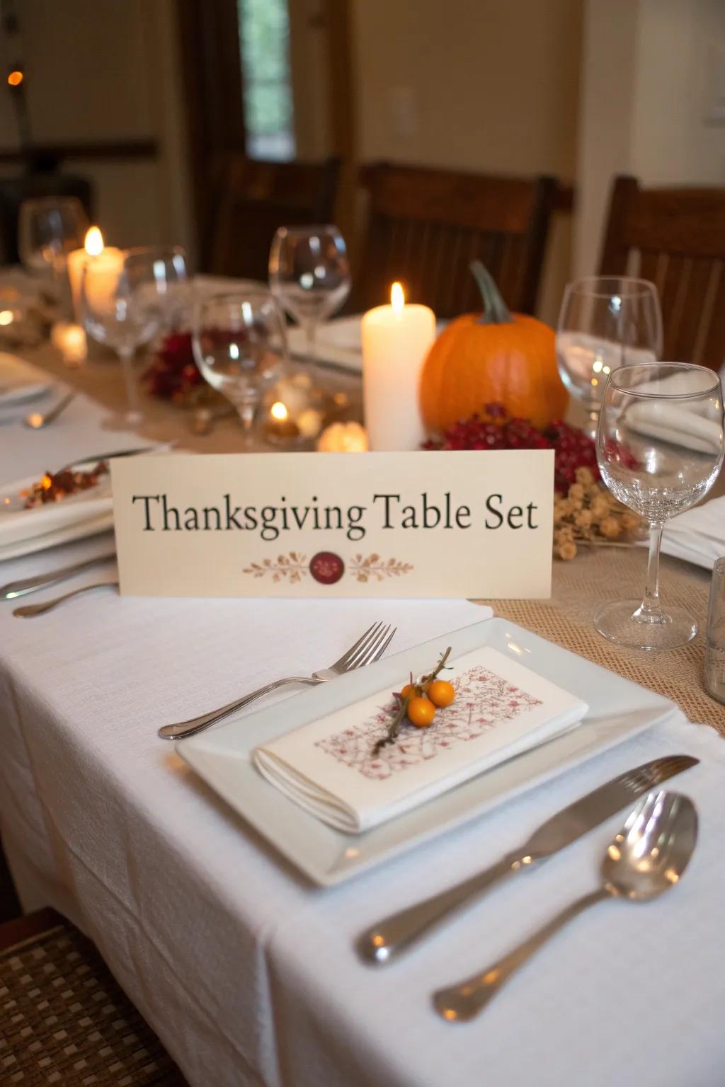 Setting cards add a personal feature to your Thanksgiving setting.