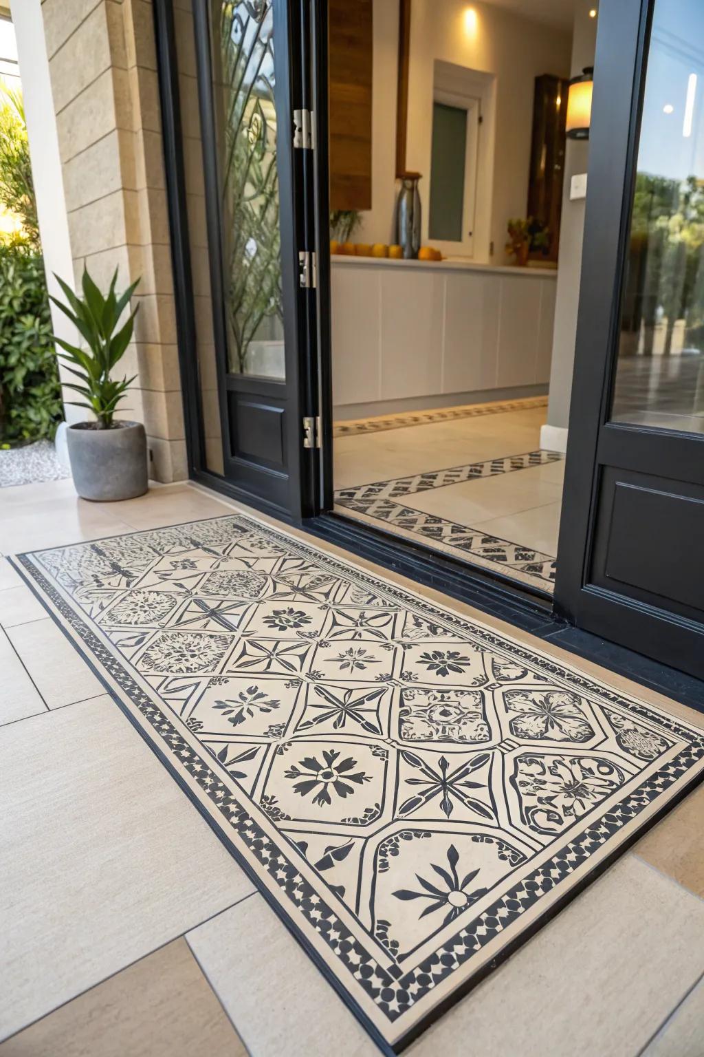 Achieve visual harmony using geometric tile designs.