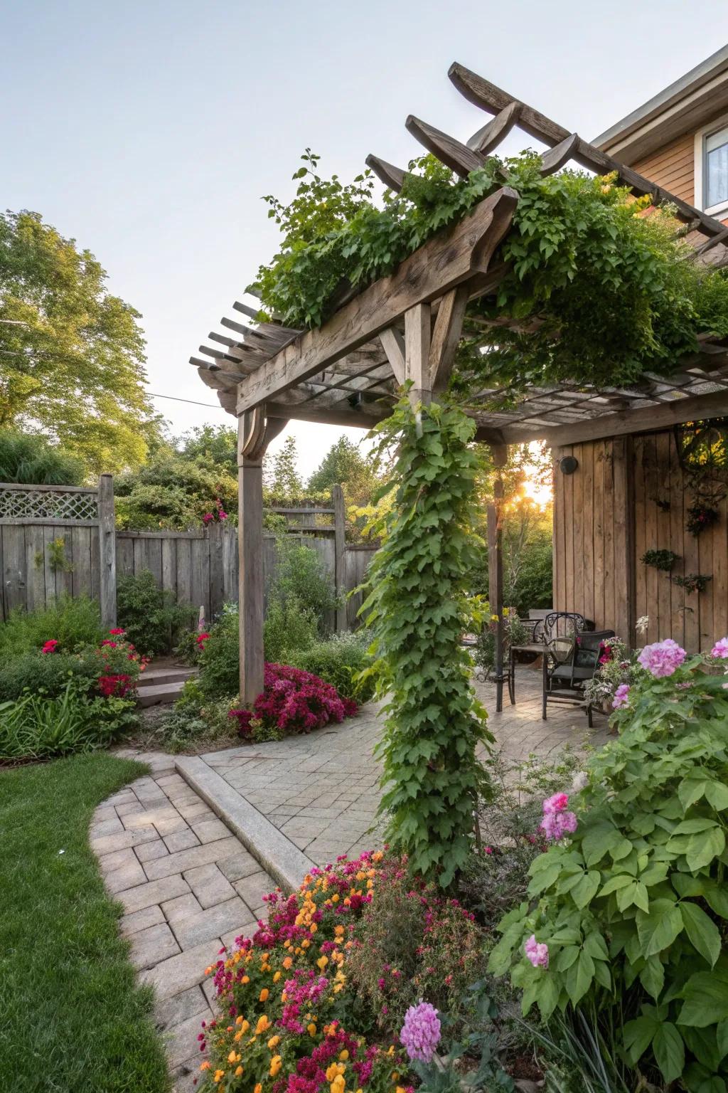 Enjoy the shade under a beautiful pergola.