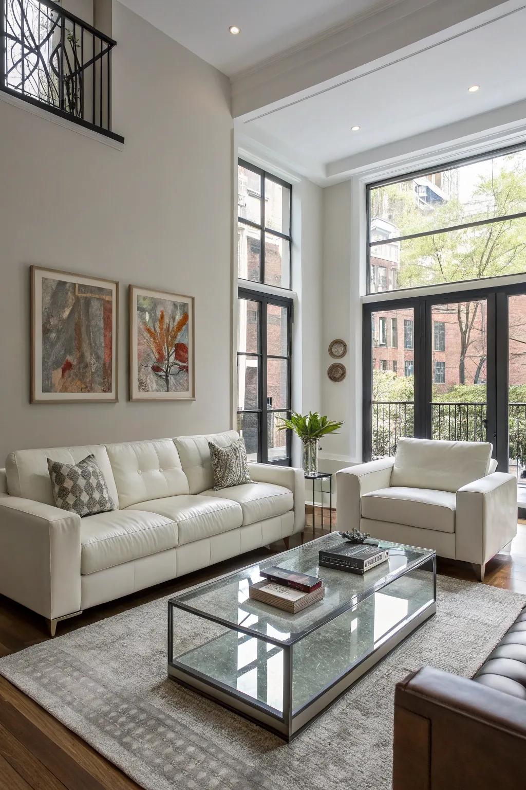 Contemporary furniture inside a townhouse living room