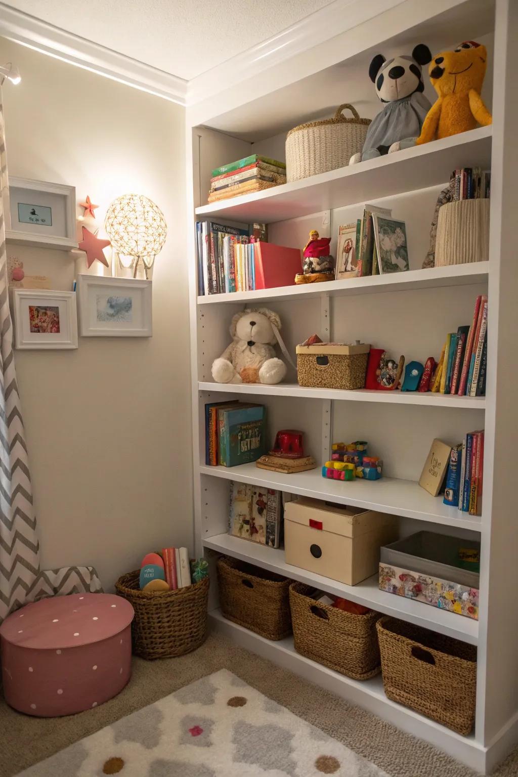 Convert unused corners into functional toy storage areas.