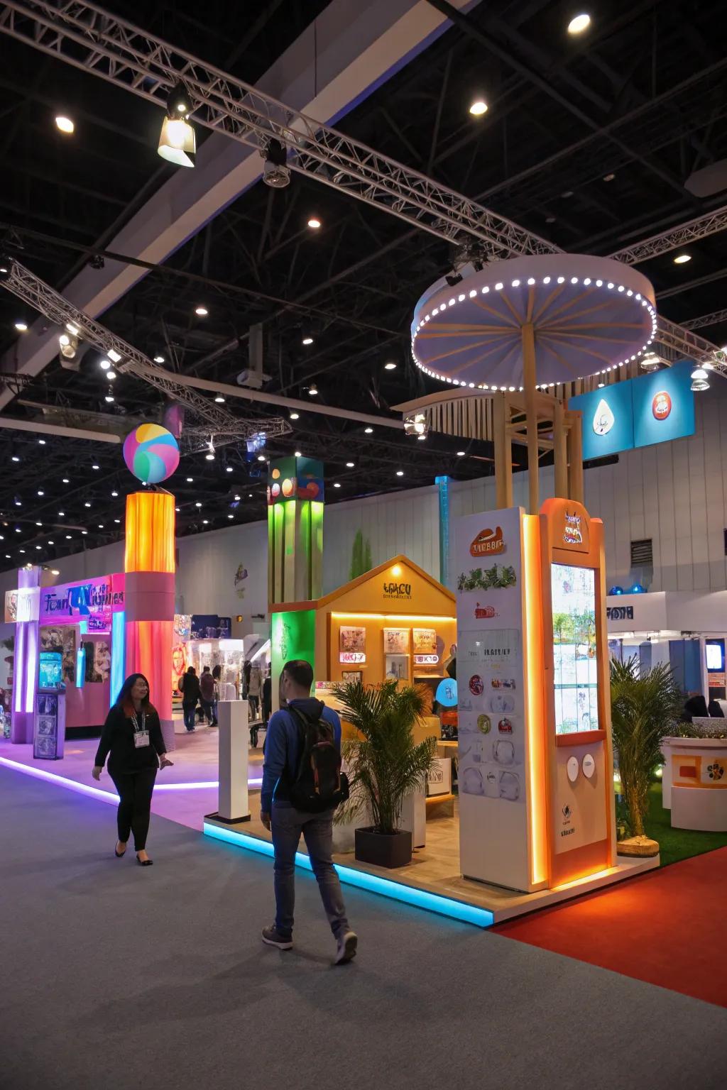 Themed lighting that transforms a booth into an immersive experience.