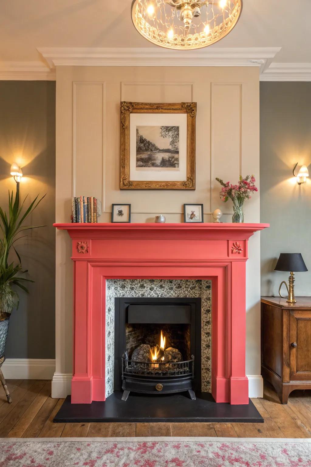 A bold chimney color redefines the room's dimensions.