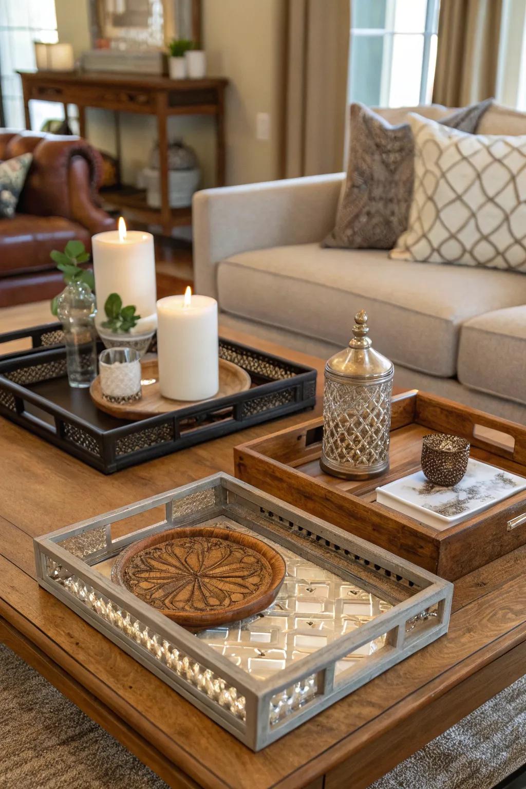 Use a mix of materials for a luxurious layered impression.