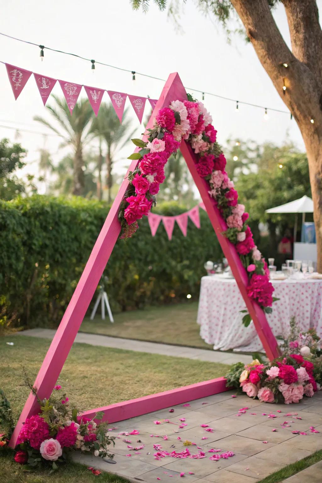 A bold triangle arch that adds a pop of color and excitement.