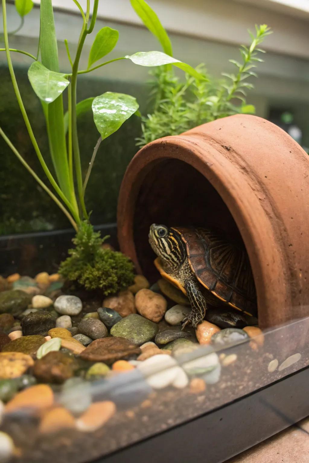 Concealed spots give your turtle a sense of protection and peace.