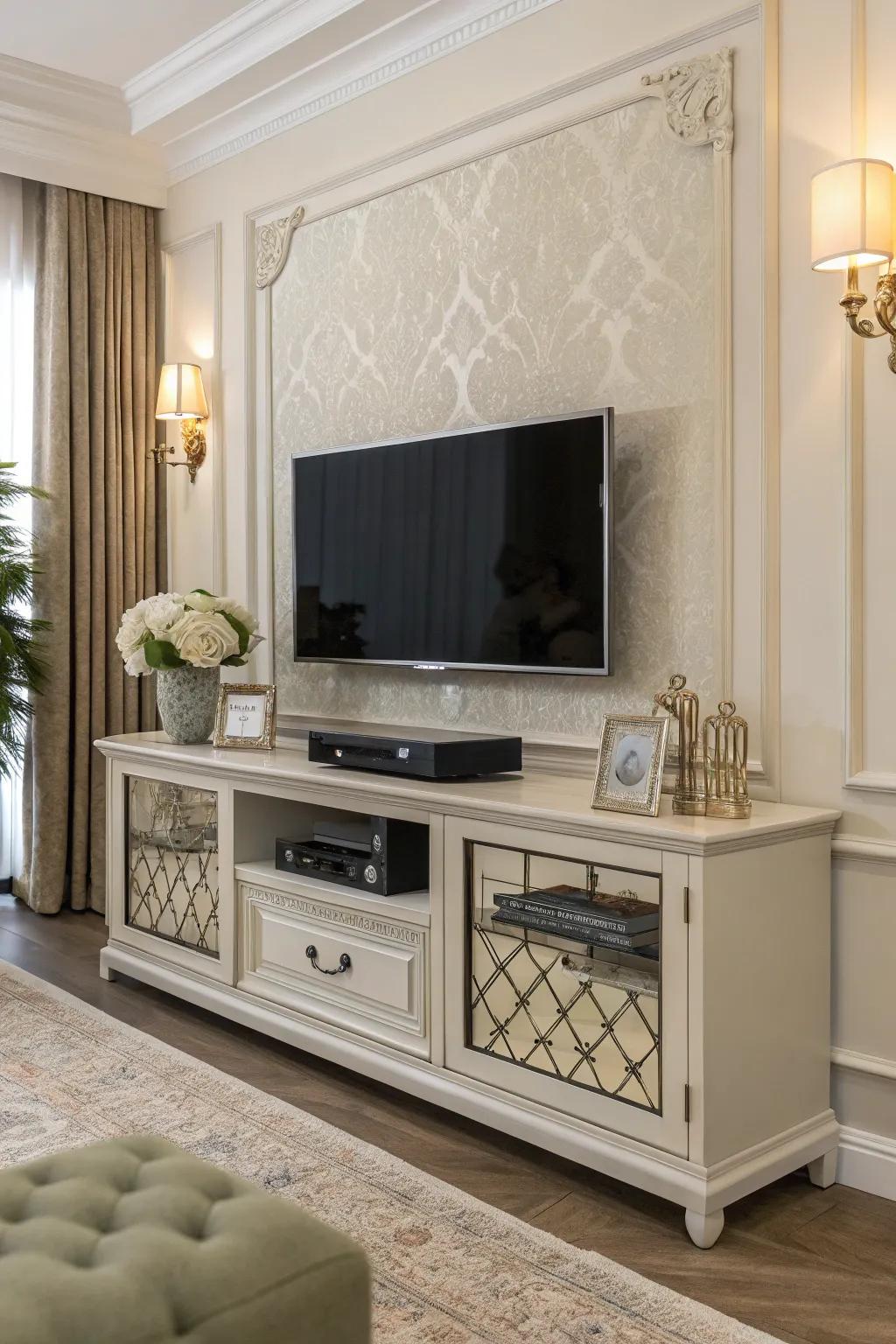 Wall-mounting your TV creates more room for creativity below.