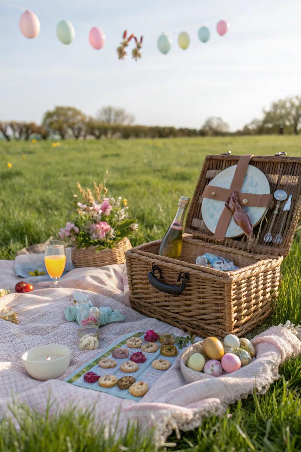 A casual dining basket for a delightful outdoor Easter.