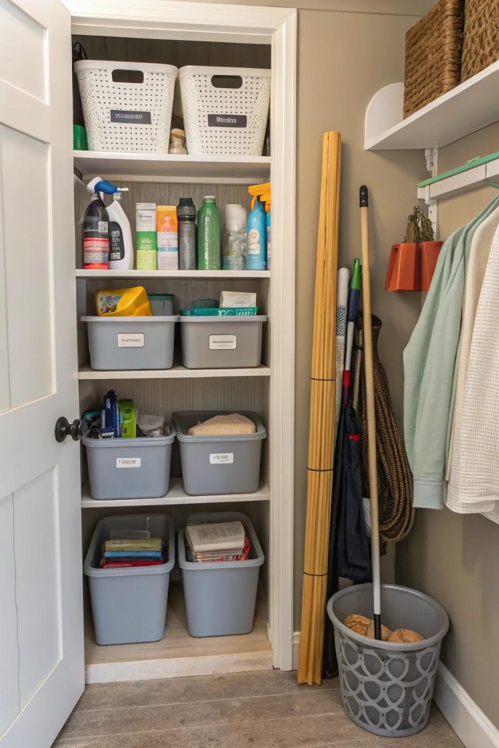 Storage that does many things helps keep a lot of different items arranged and easy to get to.
