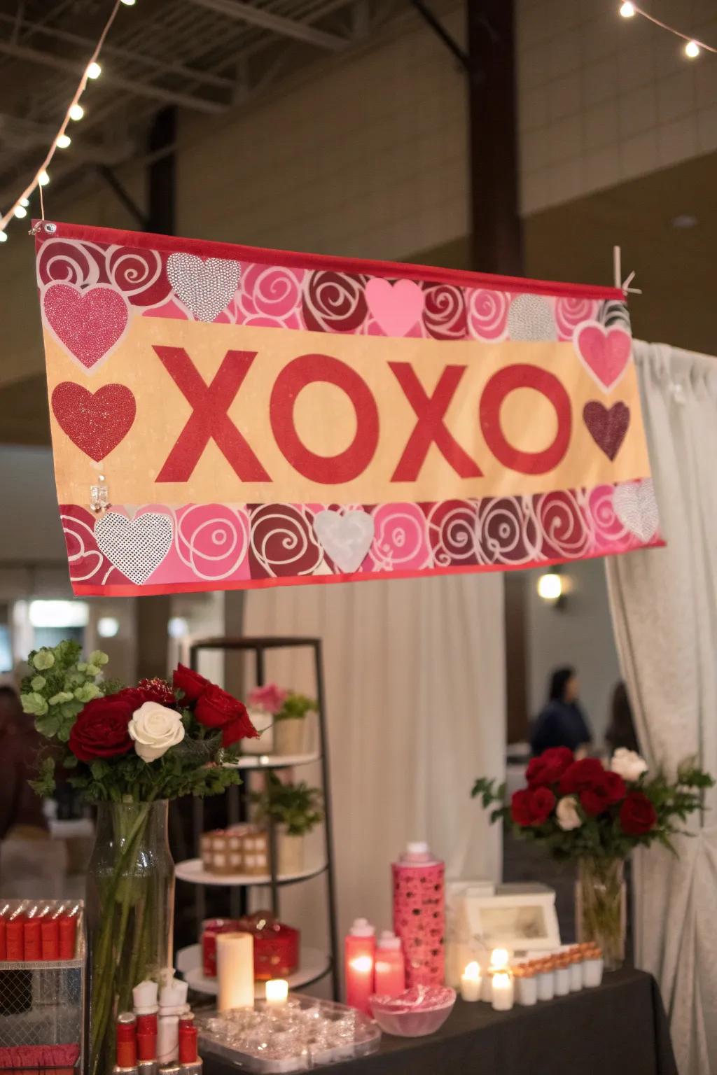 A charming 'Hugs and Kisses' banner adds a sweet touch.