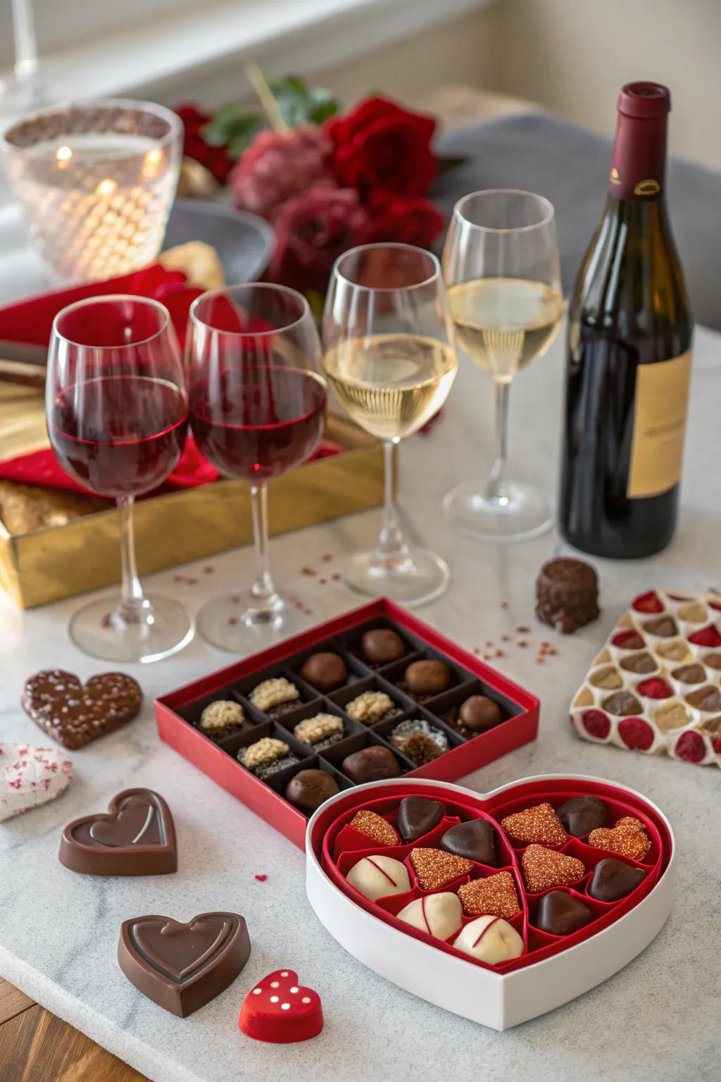 Indulge in the rich flavors of wine and chocolate.