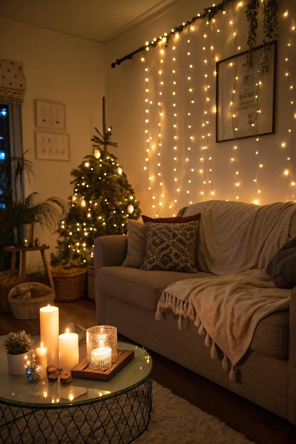 Fashion an intimate atmosphere through dazzling lights and candlelight.