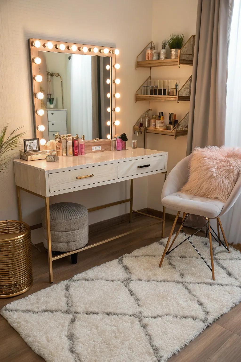 Textures add comfort and depth to your vanity.