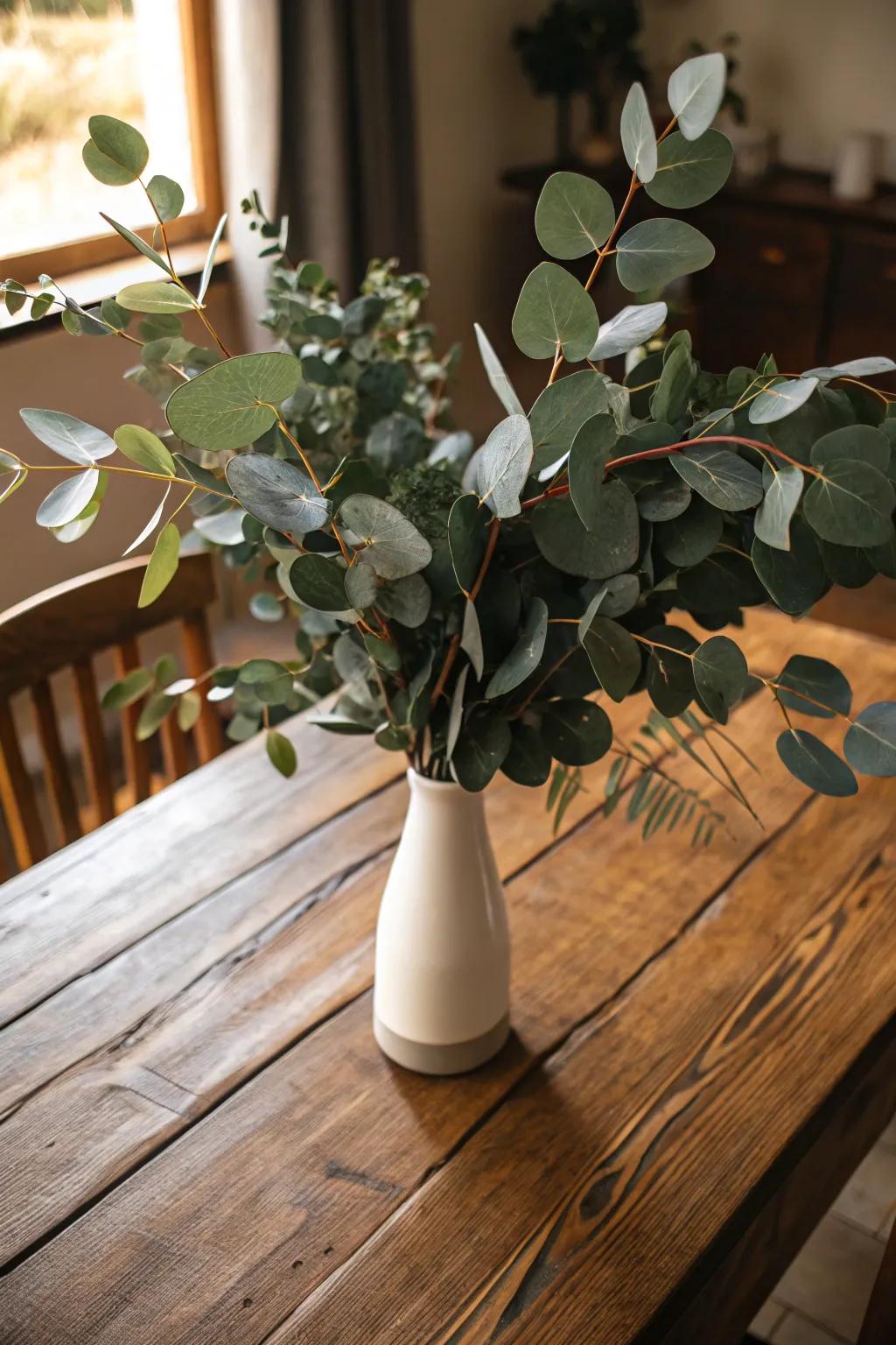 Foliage like eucalyptus contributes a revitalizing element to your aesthetic.