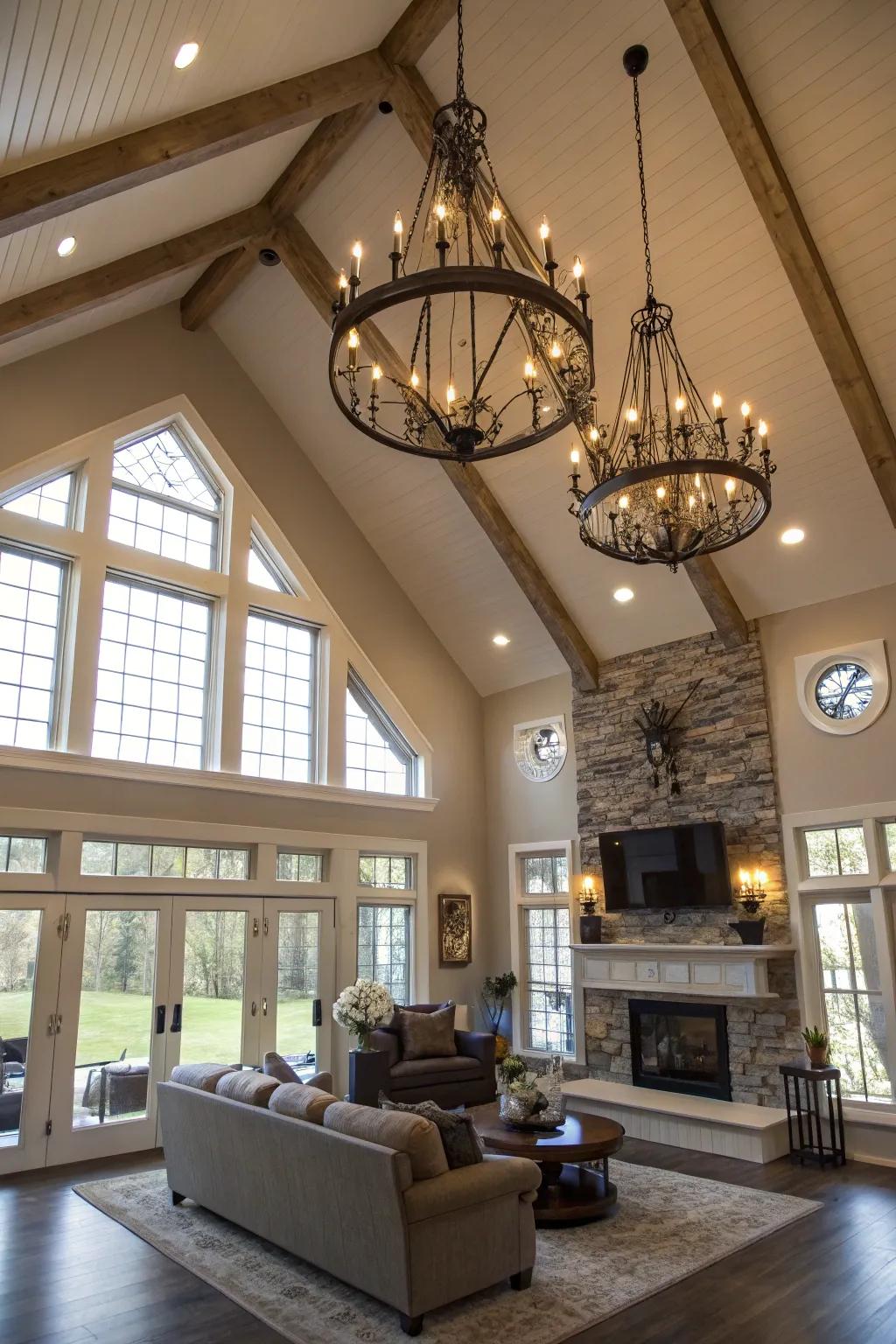 A blend of styles creates a unique lighting aesthetic.