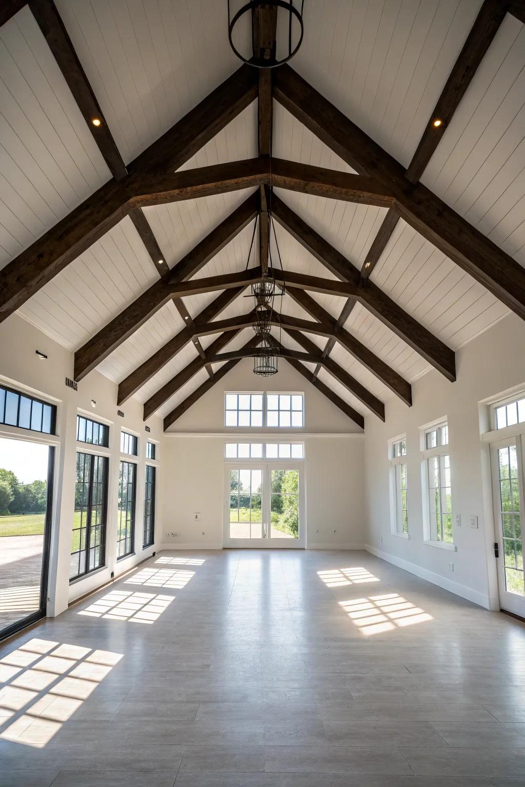 Vibrant contrast with shadowed beams creating a stunning focal point.